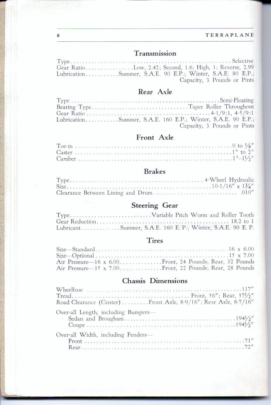 1937 Hudson Terraplane Owners Manual Page 20